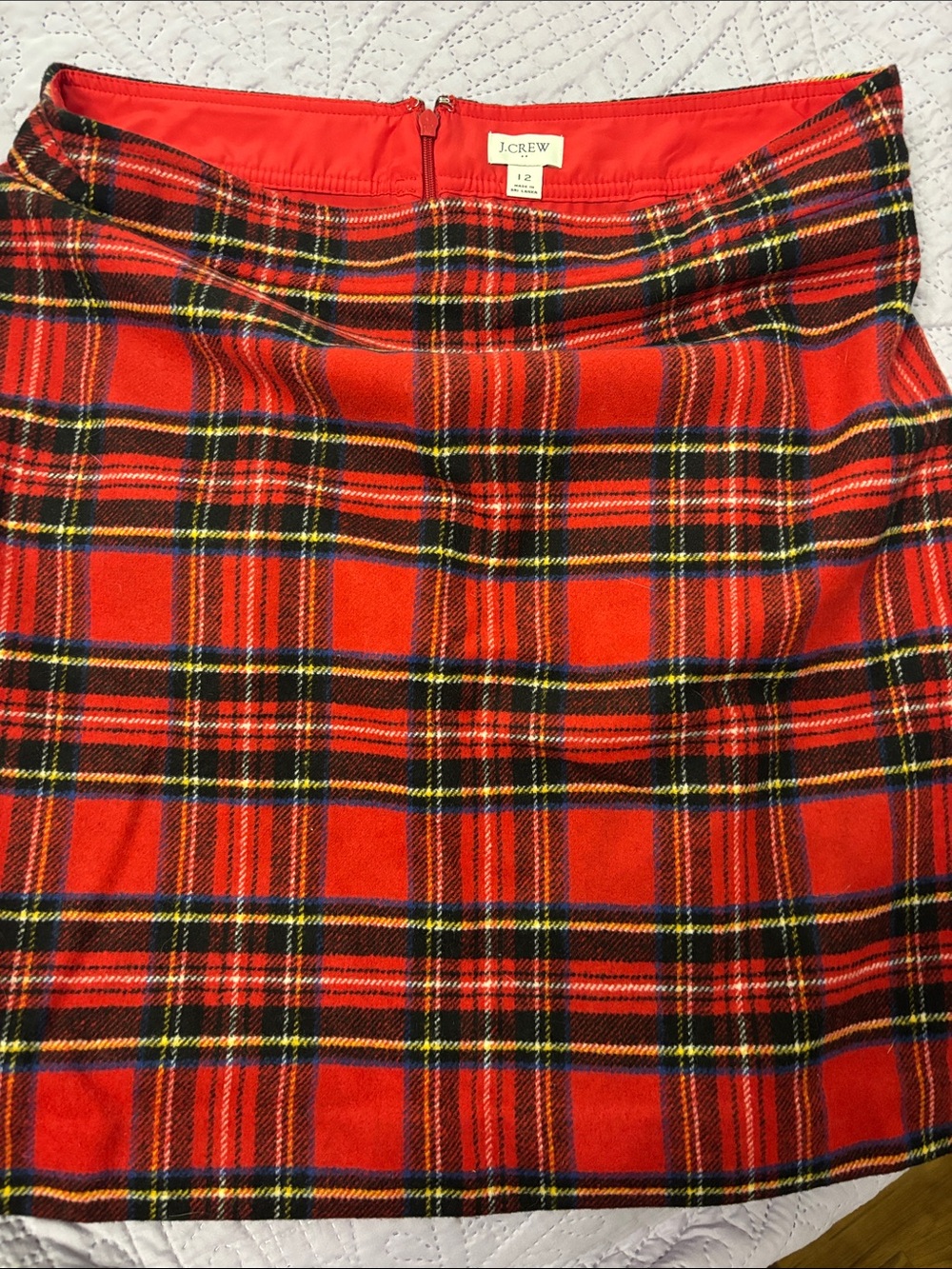 J. Crew Red Plaid Mini Skirt with Black & Yellow Accents